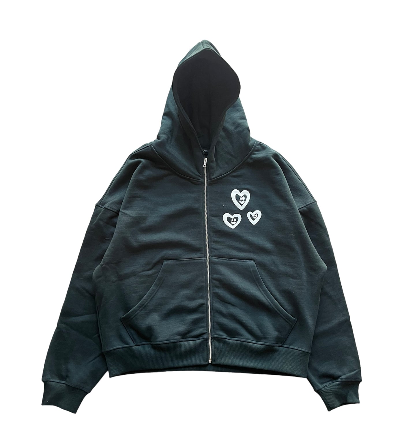 LOVE ZIP UP HOODIE FOREST