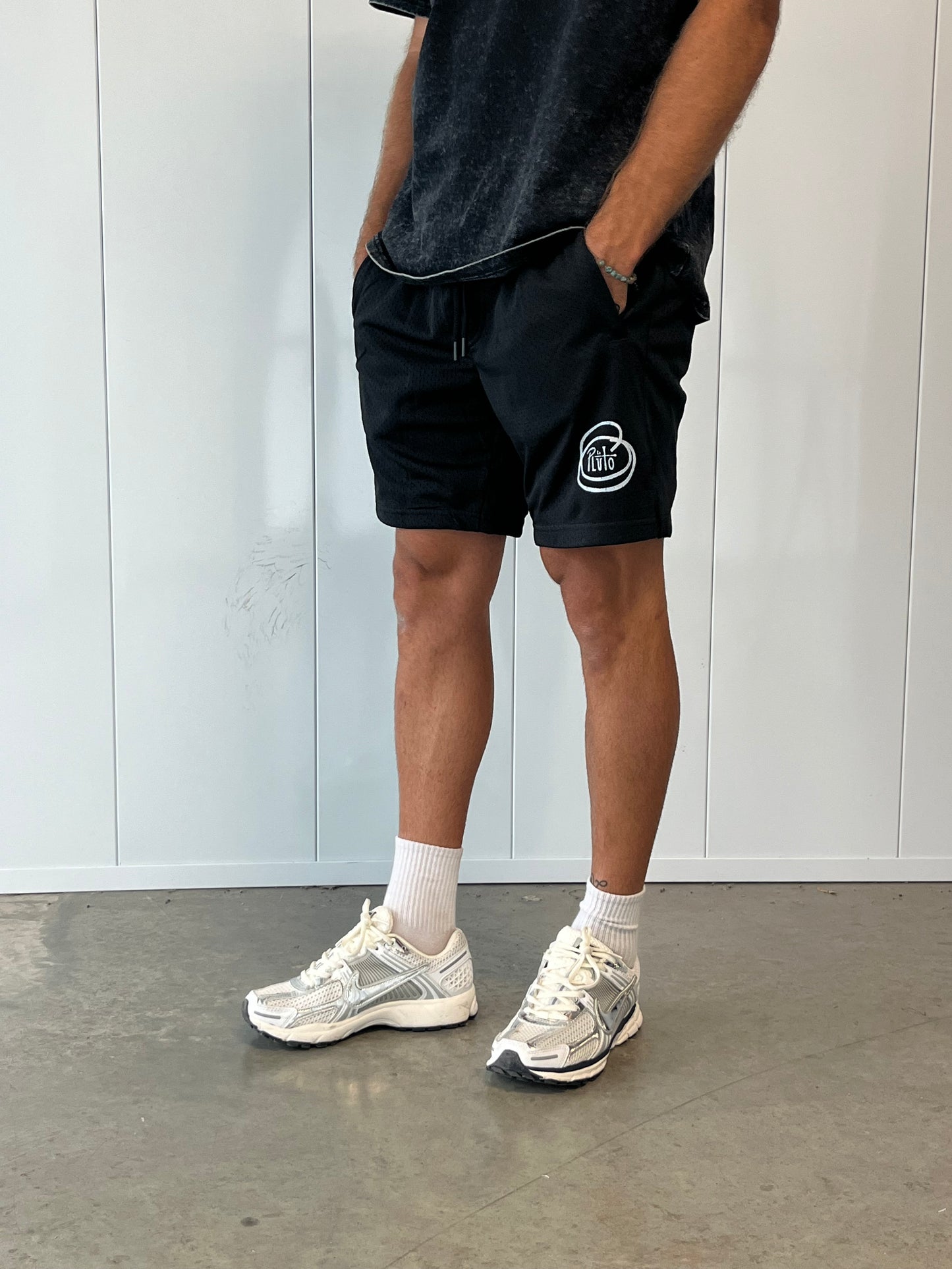 BLACK MESH SHORTS