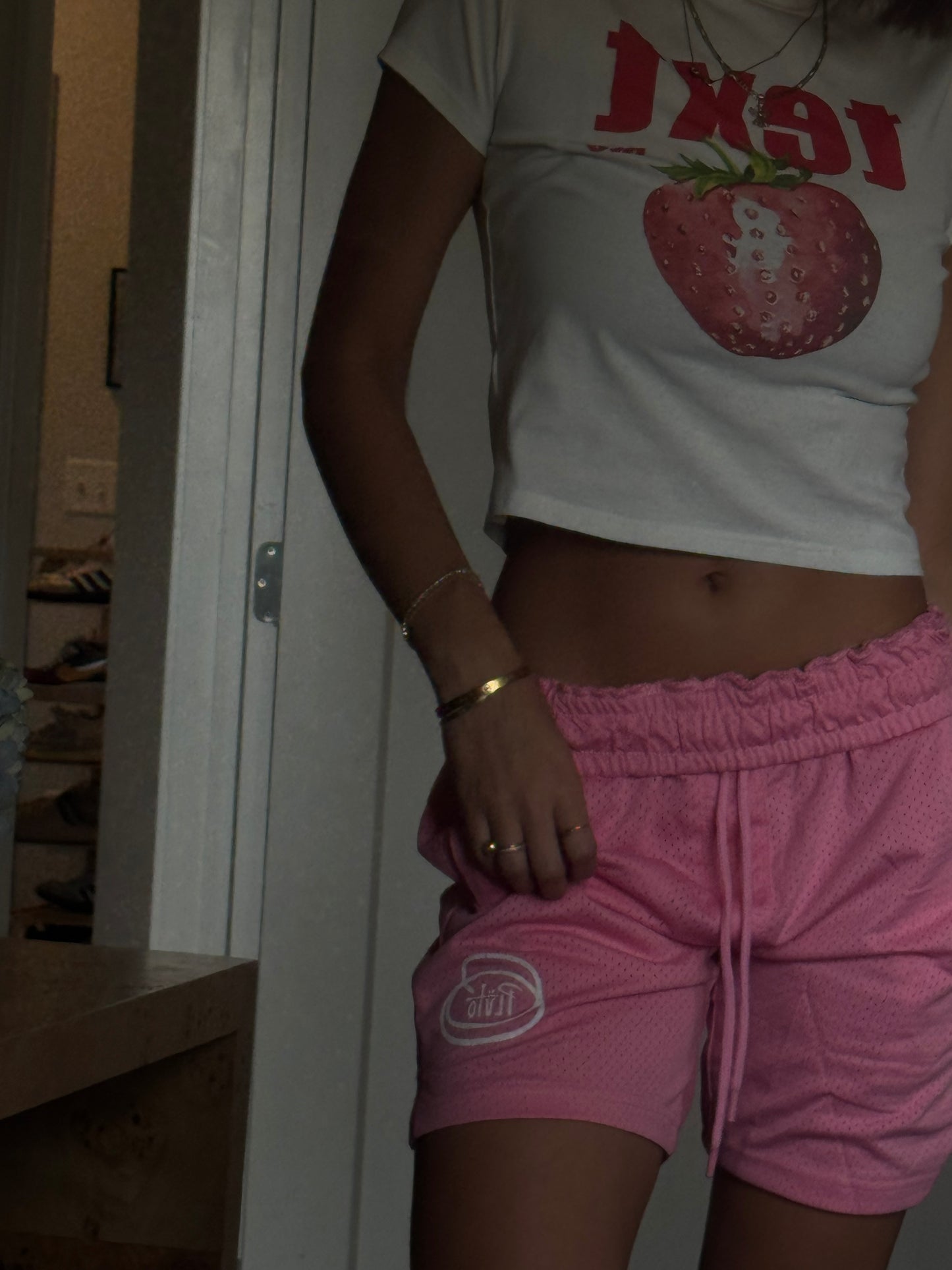 PINK MESH SHORTS