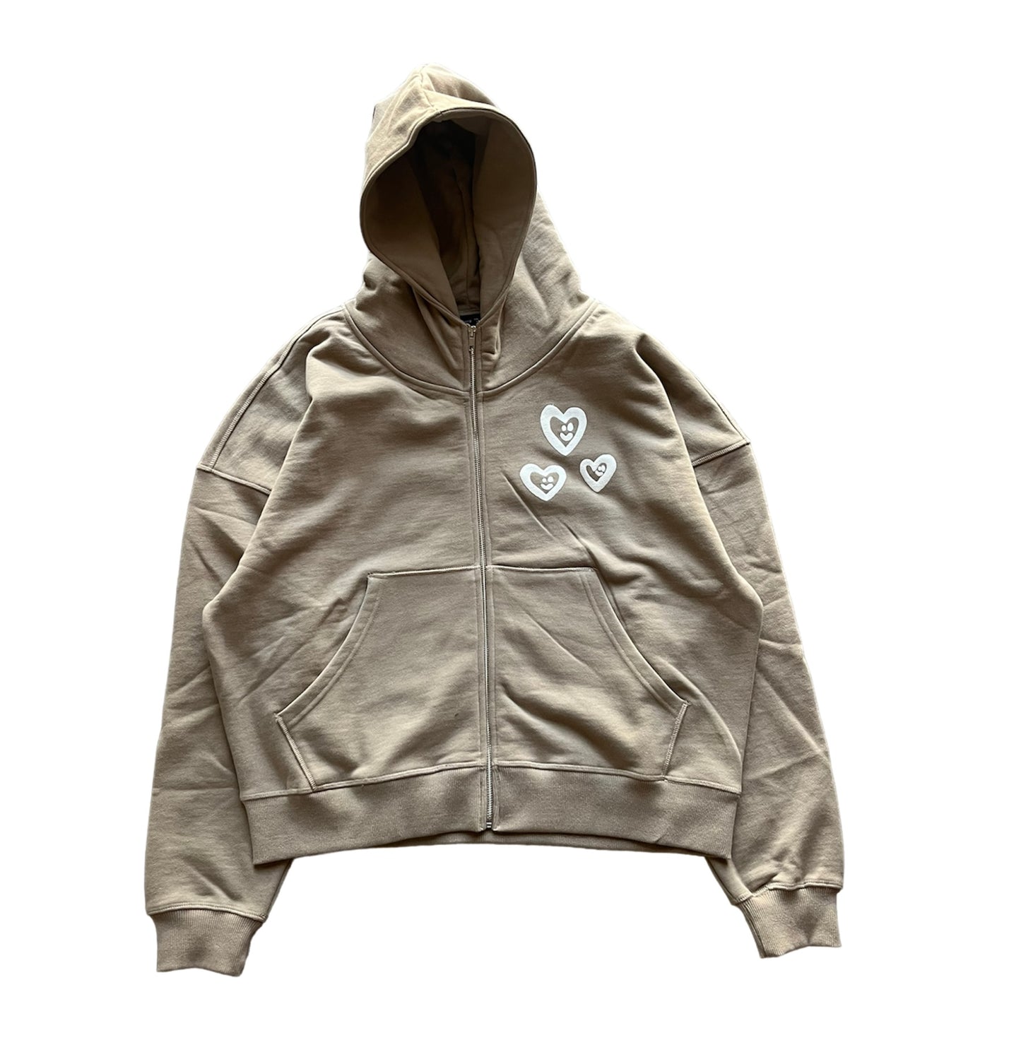 LOVE ZIP UP HOODIE SAND