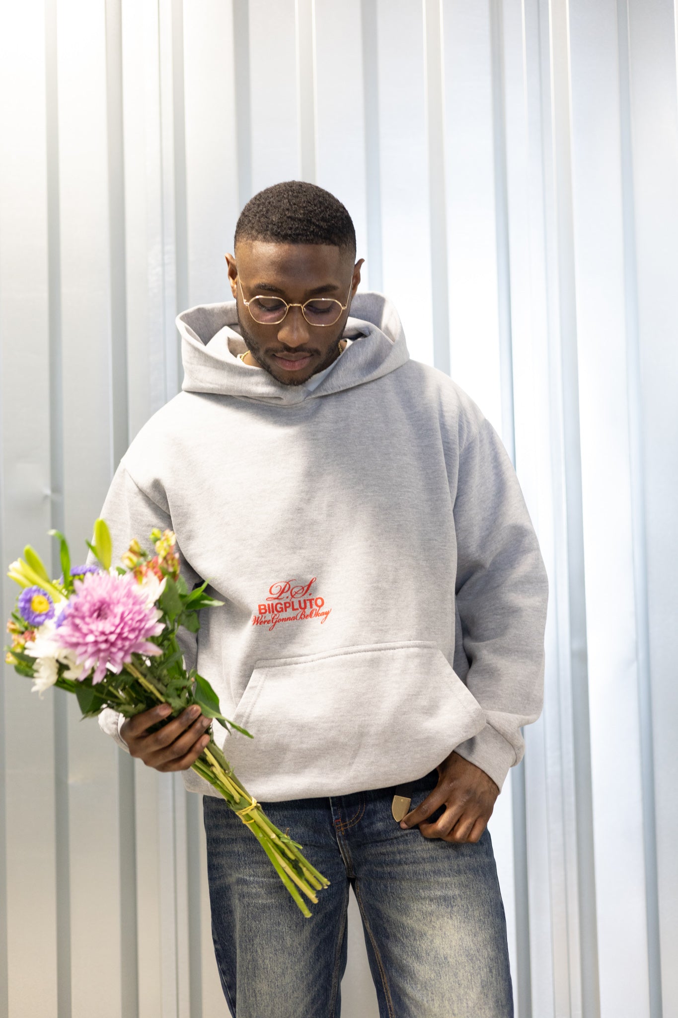 GREY LOVE LETTER HOODIE