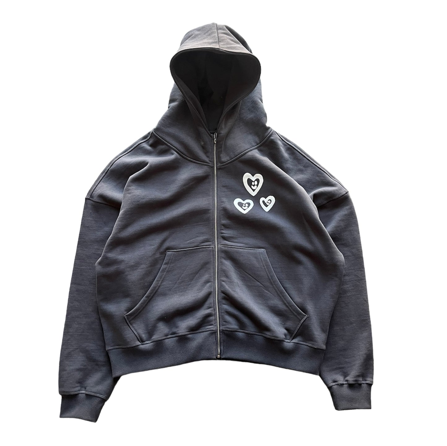 LOVE ZIP UP HOODIE SHADOW