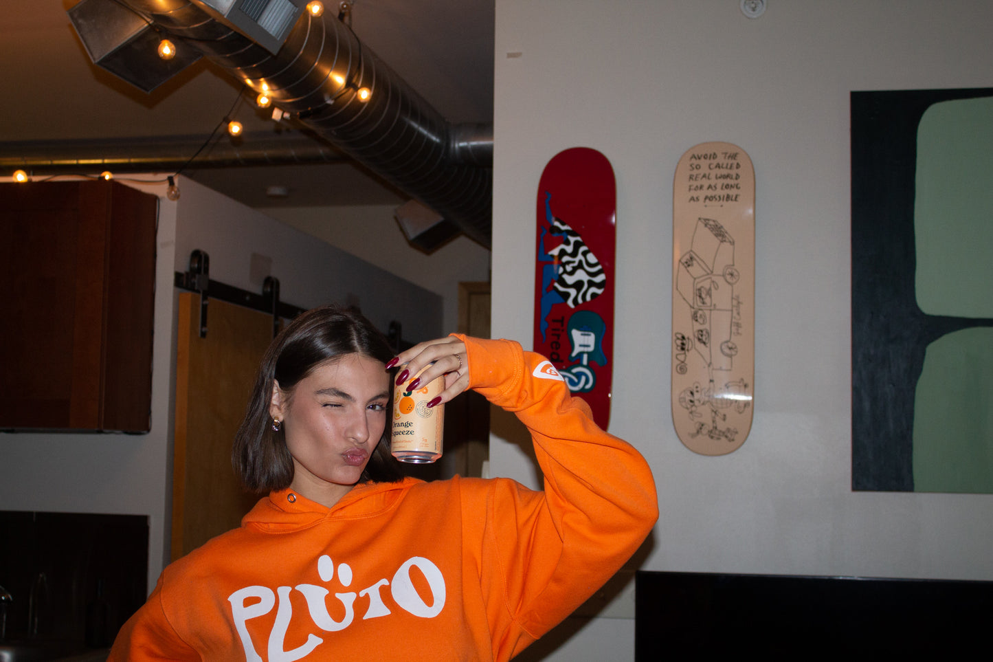 ORANGE WAVY LOGO HOODIE
