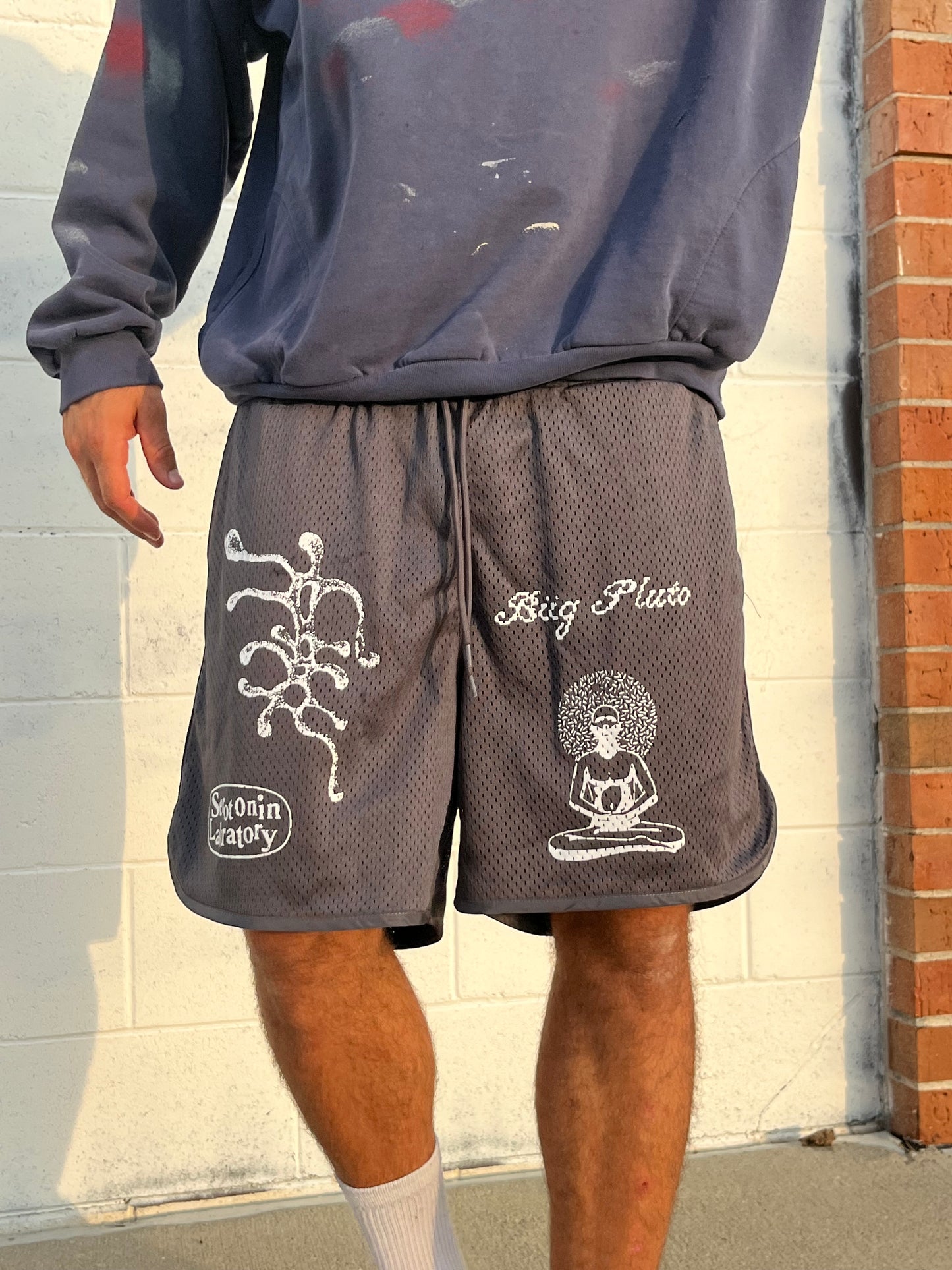 GREY MESH SHORTS
