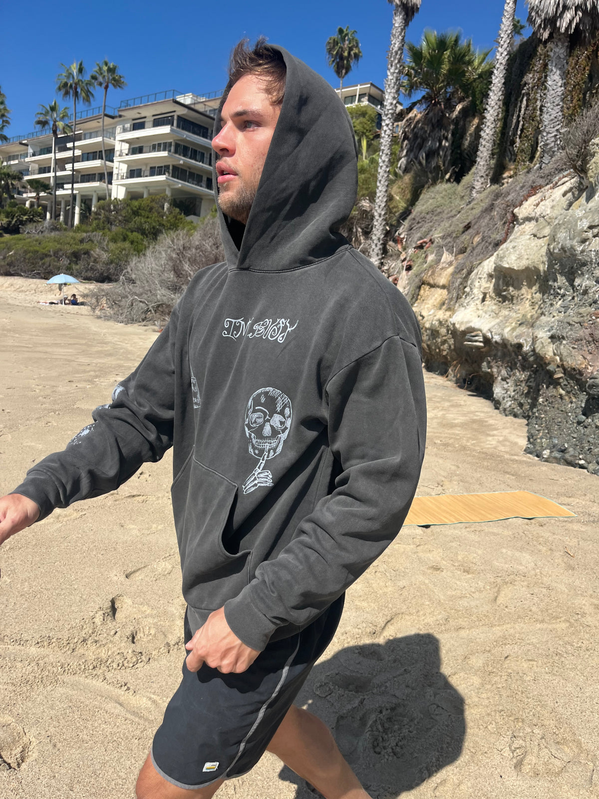 “BUSY” GUNMETAL HOODIE
