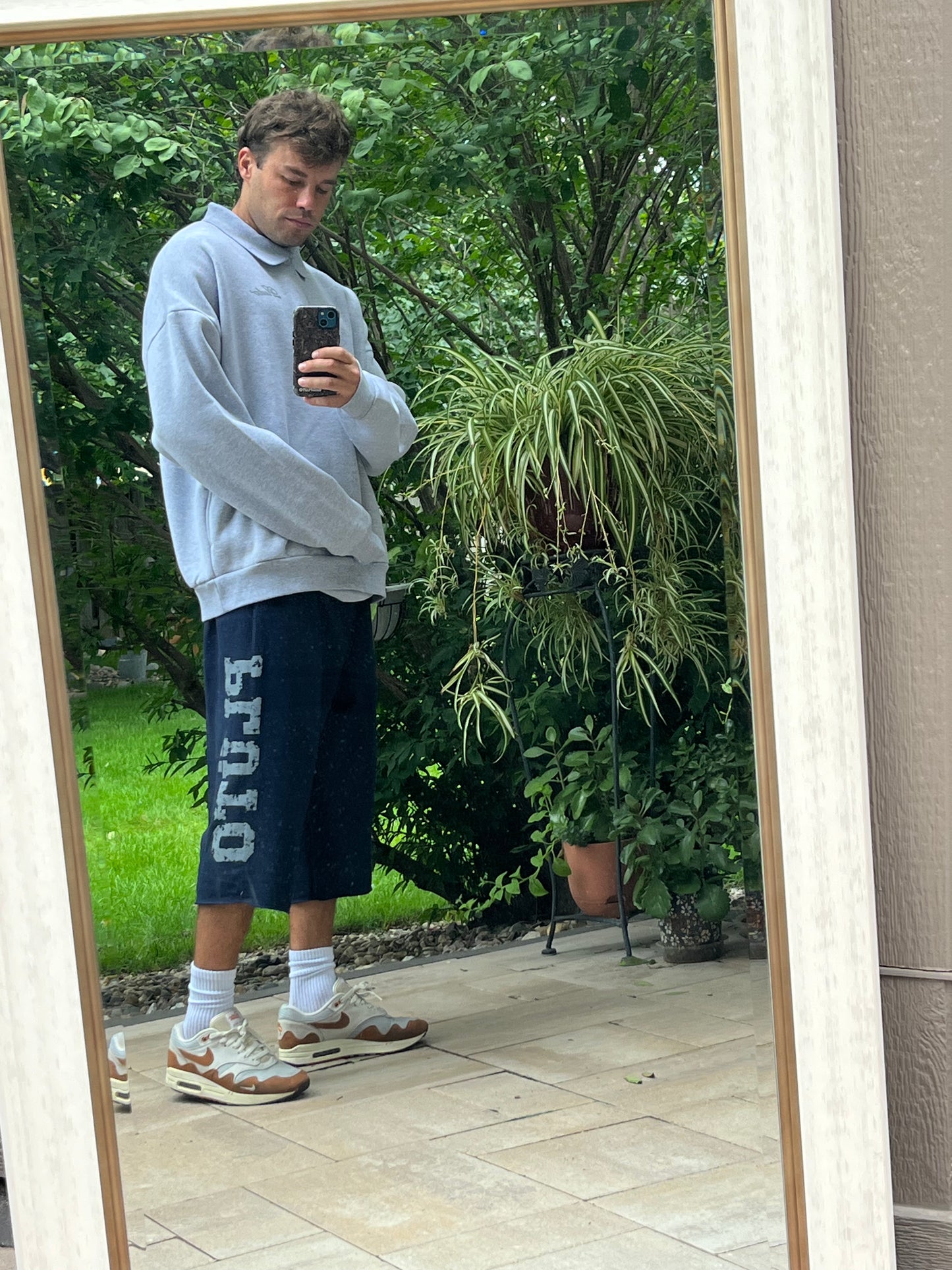 NAVY BIG A** SWEATSHORTS